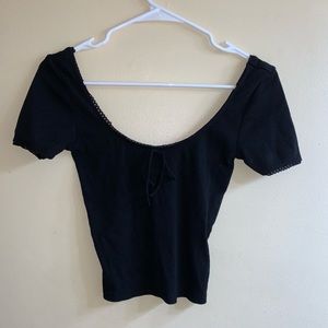 Black Forever 21 Scoop Neck Crop Top